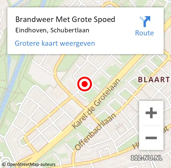 Locatie op kaart van de 112 melding: Brandweer Met Grote Spoed Naar Eindhoven, Schubertlaan op 22 februari 2021 23:01