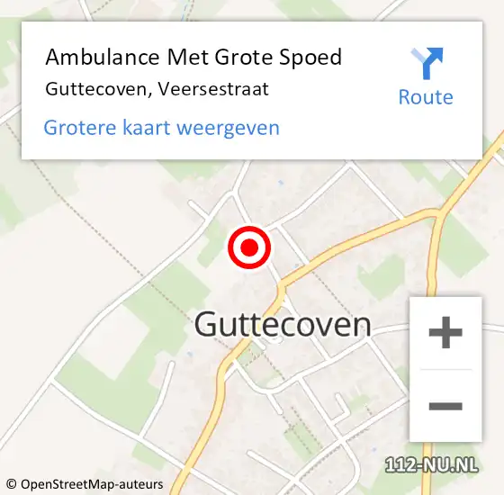 Locatie op kaart van de 112 melding: Ambulance Met Grote Spoed Naar Guttecoven, Veersestraat op 3 juni 2014 00:10