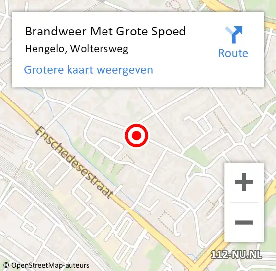 Locatie op kaart van de 112 melding: Brandweer Met Grote Spoed Naar Hengelo, Woltersweg op 23 februari 2021 14:03