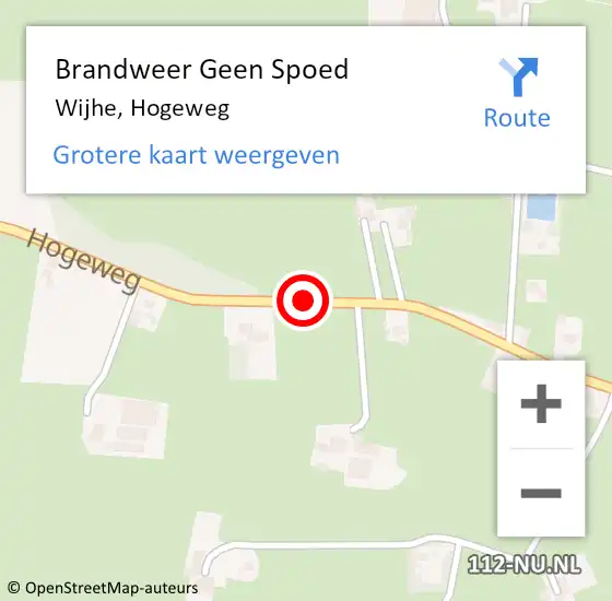 Locatie op kaart van de 112 melding: Brandweer Geen Spoed Naar Wijhe, Hogeweg op 23 februari 2021 17:01