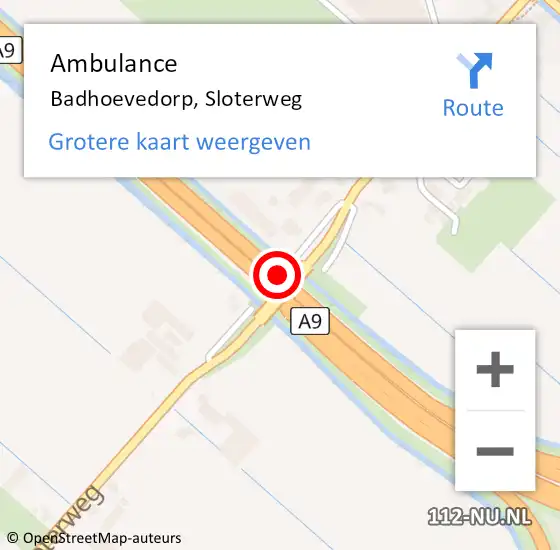 Locatie op kaart van de 112 melding: Ambulance Badhoevedorp, Sloterweg op 24 februari 2021 18:41
