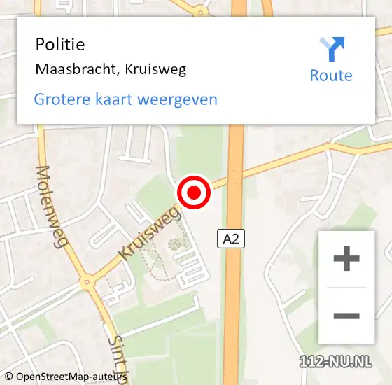 Locatie op kaart van de 112 melding: Politie Maasbracht, Kruisweg op 25 februari 2021 09:46