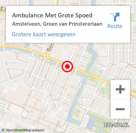 Locatie op kaart van de 112 melding: Ambulance Met Grote Spoed Naar Amstelveen, Groen van Prinstererlaan op 25 februari 2021 10:52