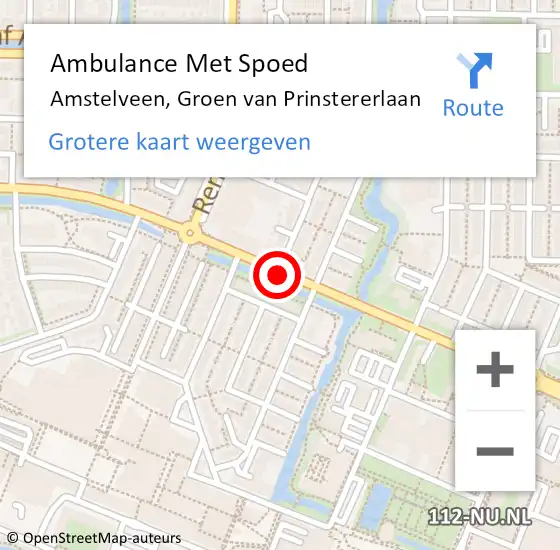 Locatie op kaart van de 112 melding: Ambulance Met Spoed Naar Amstelveen, Groen Van Prinstererlaan op 25 februari 2021 12:12