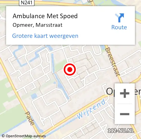 Locatie op kaart van de 112 melding: Ambulance Met Spoed Naar Opmeer, Marsstraat op 25 februari 2021 14:09