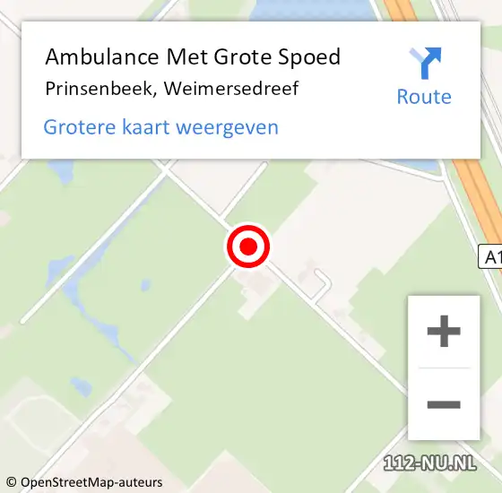 Locatie op kaart van de 112 melding: Ambulance Met Grote Spoed Naar Prinsenbeek, Weimersedreef op 25 februari 2021 15:39