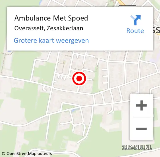 Locatie op kaart van de 112 melding: Ambulance Met Spoed Naar Overasselt, Zesakkerlaan op 25 februari 2021 15:57