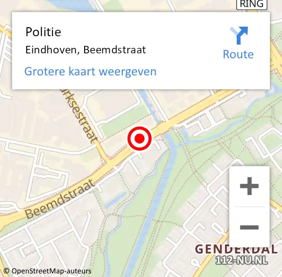 Locatie op kaart van de 112 melding: Politie Eindhoven, Beemdstraat op 25 februari 2021 16:56