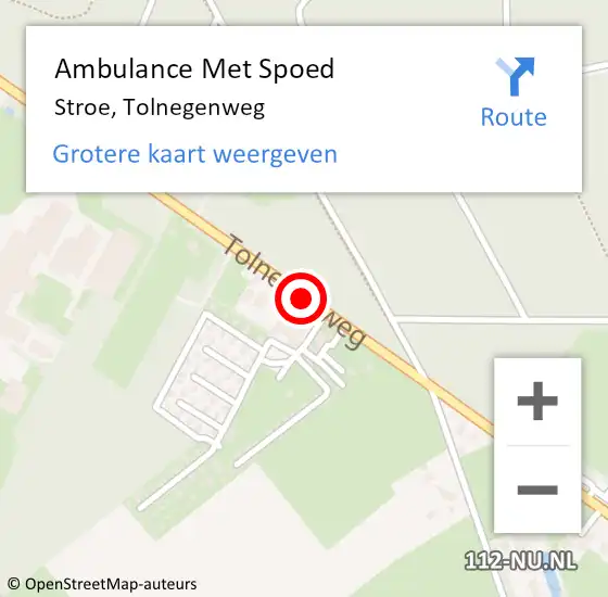 Locatie op kaart van de 112 melding: Ambulance Met Spoed Naar Stroe, Tolnegenweg op 25 februari 2021 18:13