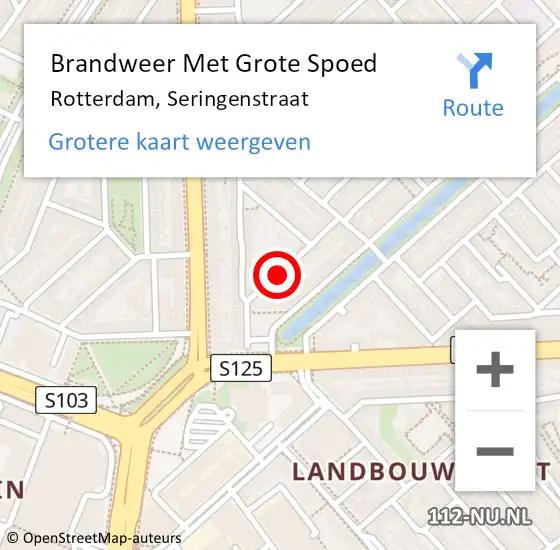 Locatie op kaart van de 112 melding: Brandweer Met Grote Spoed Naar Rotterdam, Seringenstraat op 25 februari 2021 19:12