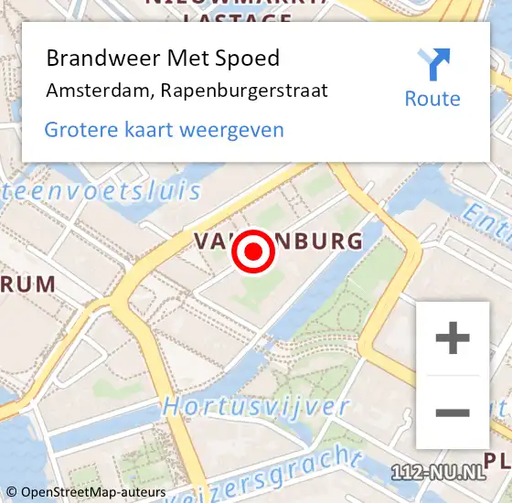 Locatie op kaart van de 112 melding: Brandweer Met Spoed Naar Amsterdam, Rapenburgerstraat op 25 februari 2021 19:18