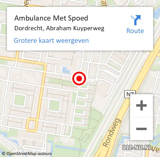 Locatie op kaart van de 112 melding: Ambulance Met Spoed Naar Dordrecht, Abraham Kuyperweg op 25 februari 2021 19:36