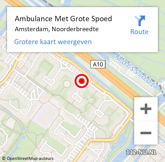 Locatie op kaart van de 112 melding: Ambulance Met Grote Spoed Naar Amsterdam, Noorderbreedte op 25 februari 2021 20:46