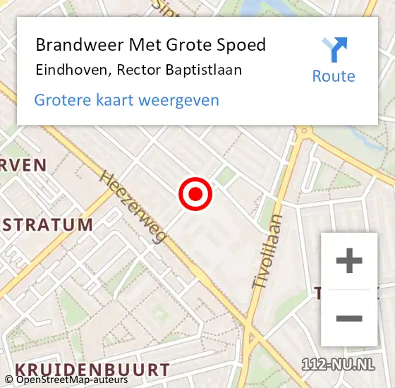 Locatie op kaart van de 112 melding: Brandweer Met Grote Spoed Naar Eindhoven, Rector Baptistlaan op 25 februari 2021 22:10