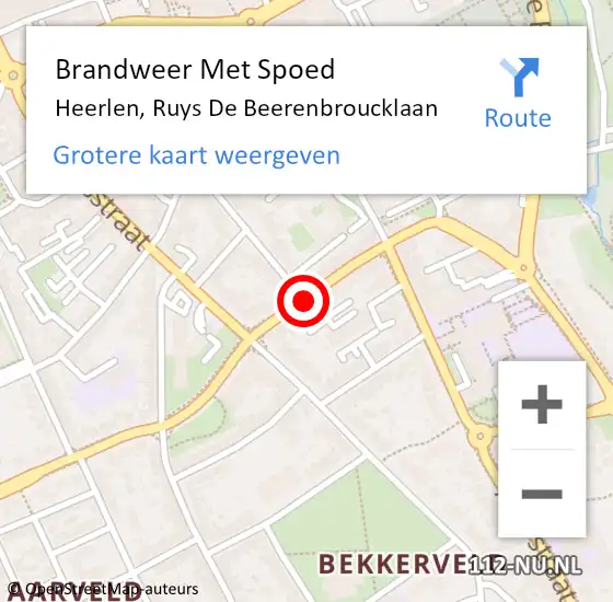 Locatie op kaart van de 112 melding: Brandweer Met Spoed Naar Heerlen, Ruys De Beerenbroucklaan op 26 februari 2021 08:18