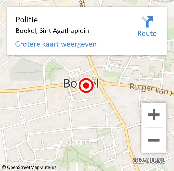 Locatie op kaart van de 112 melding: Politie Boekel, Sint Agathaplein op 26 februari 2021 08:38