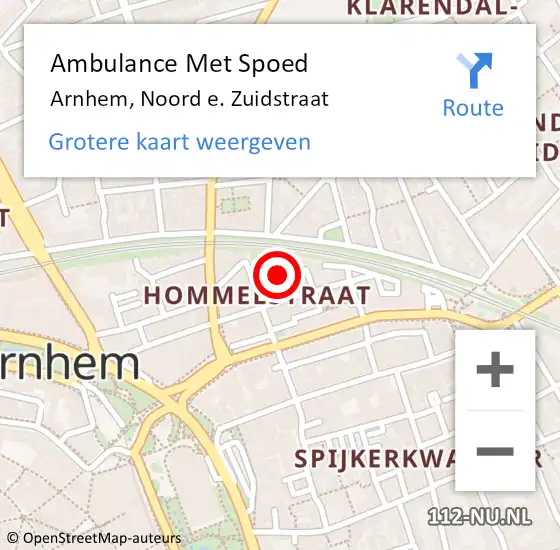 Locatie op kaart van de 112 melding: Ambulance Met Spoed Naar Arnhem, Noord e. Zuidstraat op 26 februari 2021 09:16