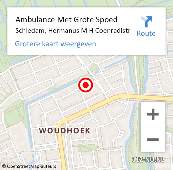 Locatie op kaart van de 112 melding: Ambulance Met Grote Spoed Naar Schiedam, Hermanus M H Coenradistr op 26 februari 2021 12:51