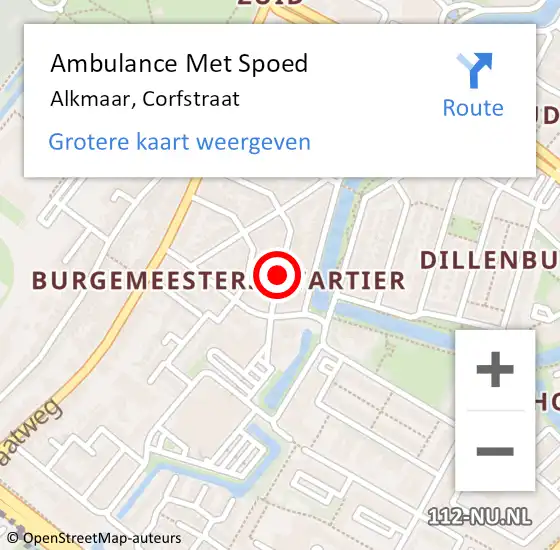Locatie op kaart van de 112 melding: Ambulance Met Spoed Naar Alkmaar, Corfstraat op 26 februari 2021 13:08