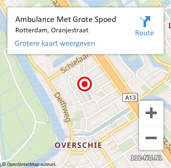 Locatie op kaart van de 112 melding: Ambulance Met Grote Spoed Naar Rotterdam, Oranjestraat op 26 februari 2021 13:35