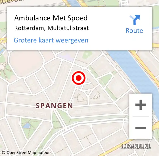 Locatie op kaart van de 112 melding: Ambulance Met Spoed Naar Rotterdam, Multatulistraat op 26 februari 2021 13:55