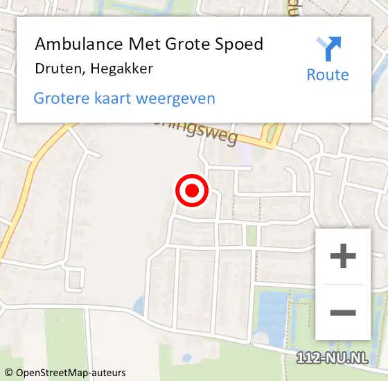 Locatie op kaart van de 112 melding: Ambulance Met Grote Spoed Naar Druten, Hegakker op 26 februari 2021 15:20