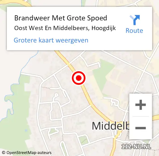 Locatie op kaart van de 112 melding: Brandweer Met Grote Spoed Naar Oost West En Middelbeers, Hoogdijk op 26 februari 2021 15:49