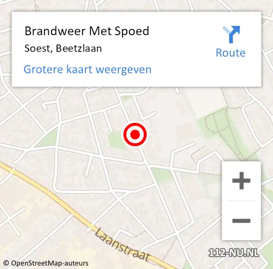 Locatie op kaart van de 112 melding: Brandweer Met Spoed Naar Soest, Beetzlaan op 26 februari 2021 17:31