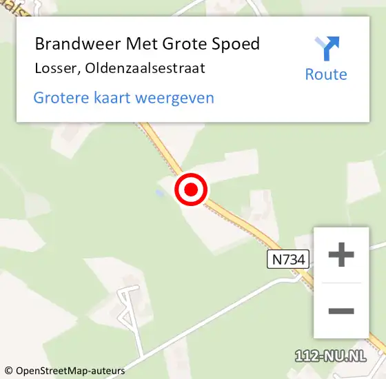 Locatie op kaart van de 112 melding: Brandweer Met Grote Spoed Naar Losser, Oldenzaalsestraat op 26 februari 2021 20:06
