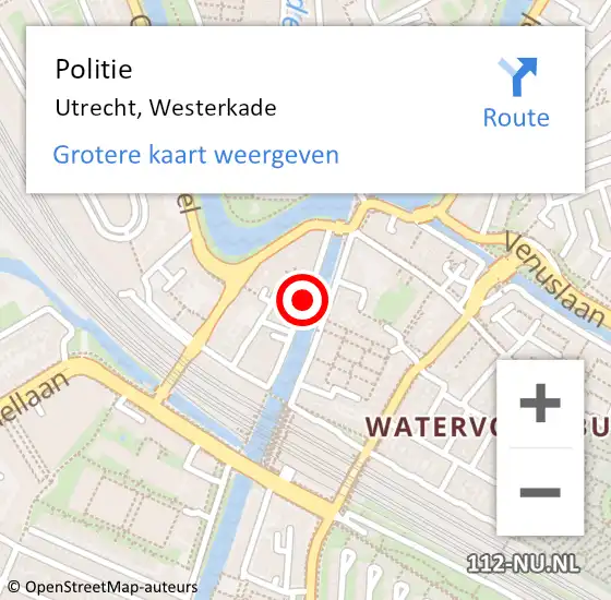 Locatie op kaart van de 112 melding: Politie Utrecht, Westerkade op 26 februari 2021 20:30