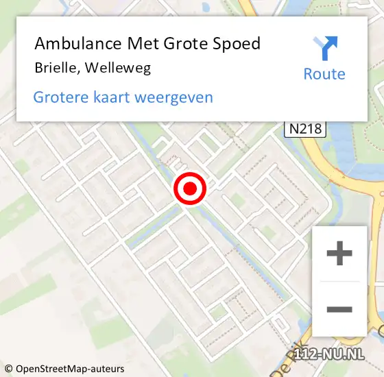 Locatie op kaart van de 112 melding: Ambulance Met Grote Spoed Naar Brielle, Welleweg op 26 februari 2021 21:03
