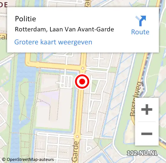 Locatie op kaart van de 112 melding: Politie Rotterdam, Laan Van Avant-Garde op 26 februari 2021 21:36