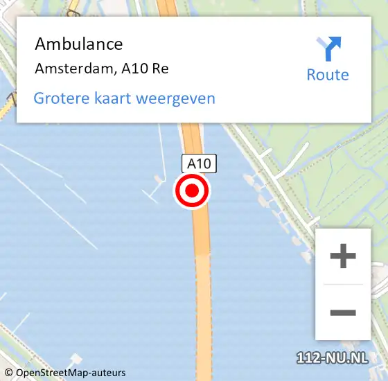 Locatie op kaart van de 112 melding: Ambulance Amsterdam, A10 Re op 27 februari 2021 06:25