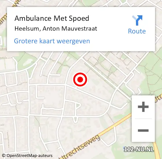 Locatie op kaart van de 112 melding: Ambulance Met Spoed Naar Heelsum, Anton Mauvestraat op 27 februari 2021 08:32