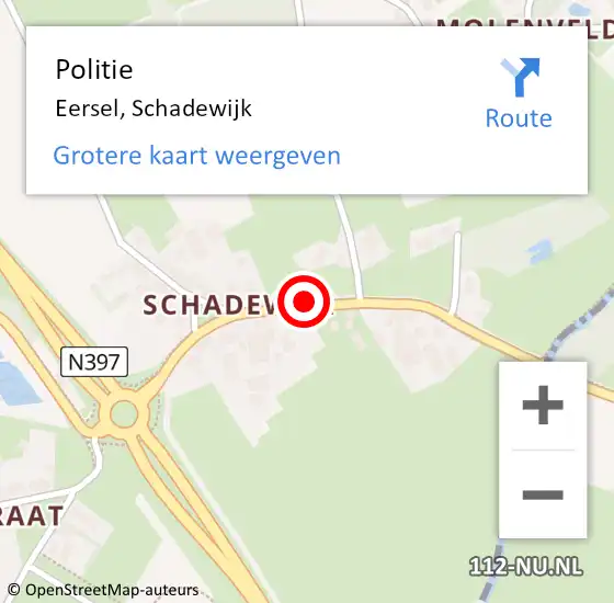 Locatie op kaart van de 112 melding: Politie Eersel, Schadewijk op 27 februari 2021 13:25