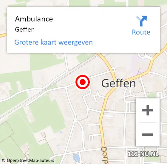 Locatie op kaart van de 112 melding: Ambulance Geffen op 27 februari 2021 14:39