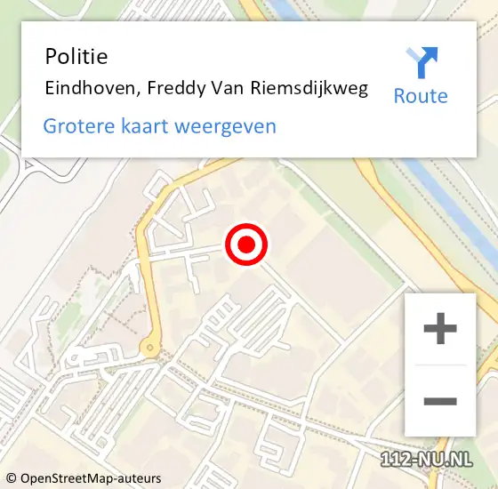 Locatie op kaart van de 112 melding: Politie Eindhoven, Freddy Van Riemsdijkweg op 27 februari 2021 14:51