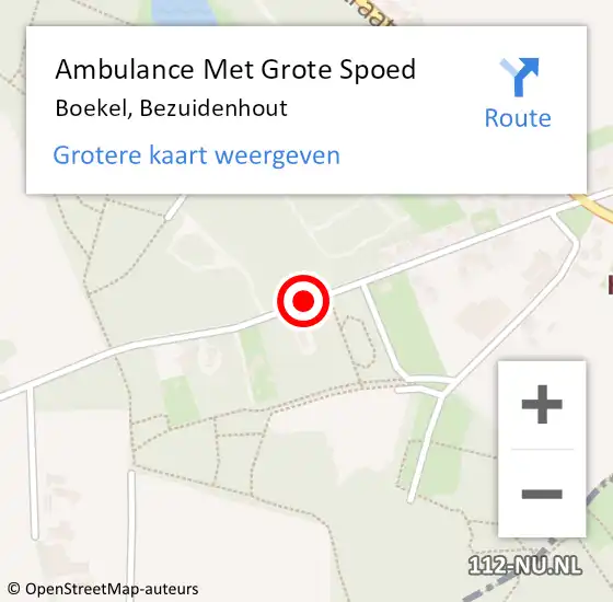 Locatie op kaart van de 112 melding: Ambulance Met Grote Spoed Naar Boekel, Bezuidenhout op 27 februari 2021 17:03