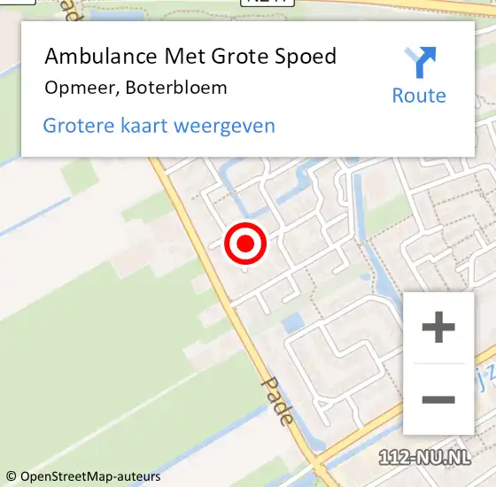Locatie op kaart van de 112 melding: Ambulance Met Grote Spoed Naar Opmeer, Boterbloem op 27 februari 2021 17:04