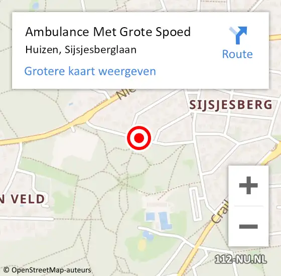 Locatie op kaart van de 112 melding: Ambulance Met Grote Spoed Naar Huizen, Sijsjesberglaan op 27 februari 2021 19:14