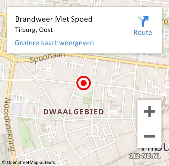 Locatie op kaart van de 112 melding: Brandweer Met Spoed Naar Tilburg, Oost op 27 februari 2021 19:30