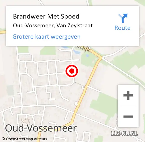 Locatie op kaart van de 112 melding: Brandweer Met Spoed Naar Oud-Vossemeer, Van Zeylstraat op 27 februari 2021 20:56