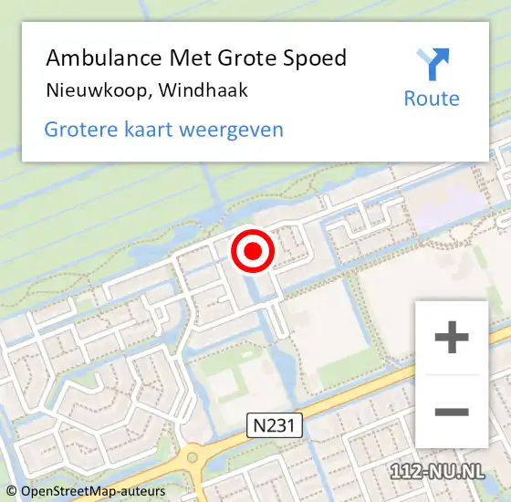 Locatie op kaart van de 112 melding: Ambulance Met Grote Spoed Naar Nieuwkoop, Windhaak op 28 februari 2021 02:05