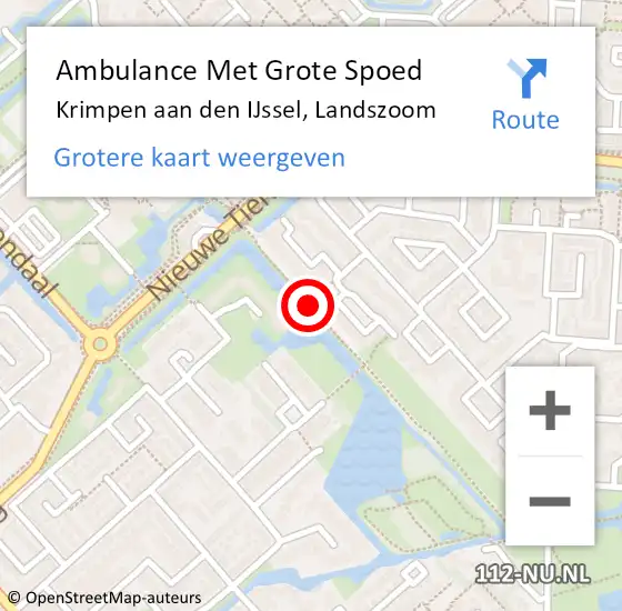 Locatie op kaart van de 112 melding: Ambulance Met Grote Spoed Naar Krimpen aan den IJssel, Landszoom op 28 februari 2021 04:50