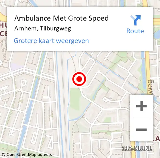 Locatie op kaart van de 112 melding: Ambulance Met Grote Spoed Naar Arnhem, Tilburgweg op 28 februari 2021 05:43