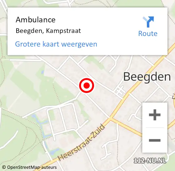 Locatie op kaart van de 112 melding: Ambulance Beegden, Kampstraat op 28 februari 2021 11:53