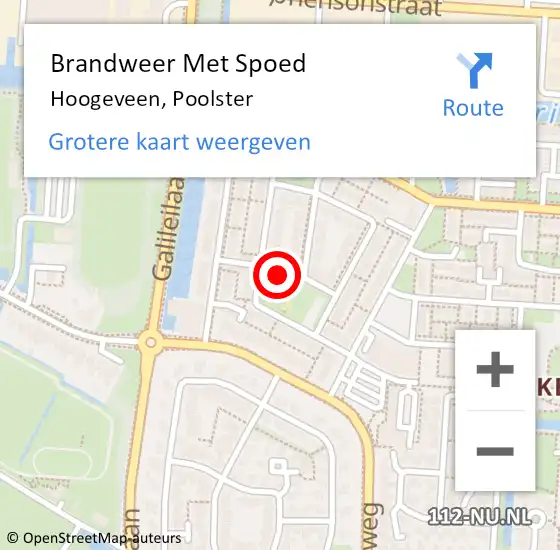 Locatie op kaart van de 112 melding: Brandweer Met Spoed Naar Hoogeveen, Poolster op 28 februari 2021 16:40
