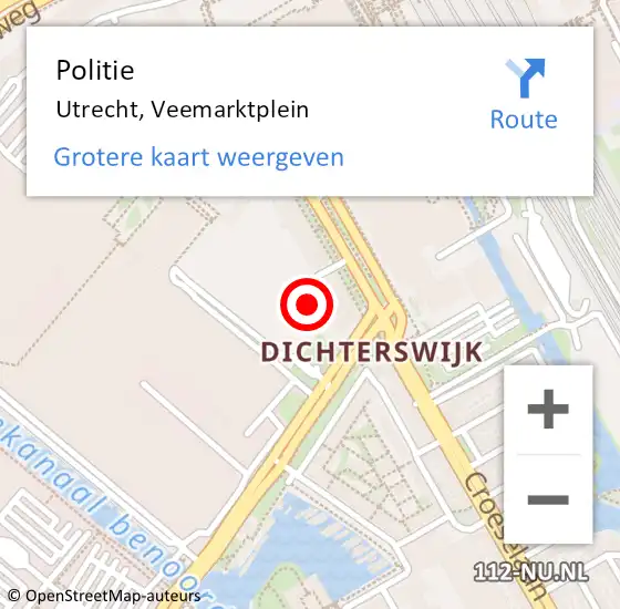 Locatie op kaart van de 112 melding: Politie Utrecht, Veemarktplein op 28 februari 2021 17:30