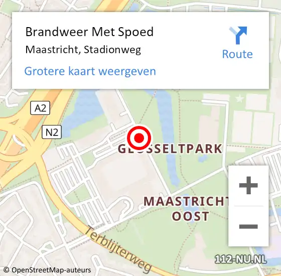 Locatie op kaart van de 112 melding: Brandweer Met Spoed Naar Maastricht, Stadionweg op 1 maart 2021 08:20
