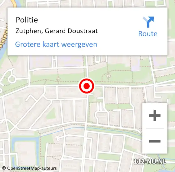 Locatie op kaart van de 112 melding: Politie Zutphen, Gerard Doustraat op 1 maart 2021 14:28